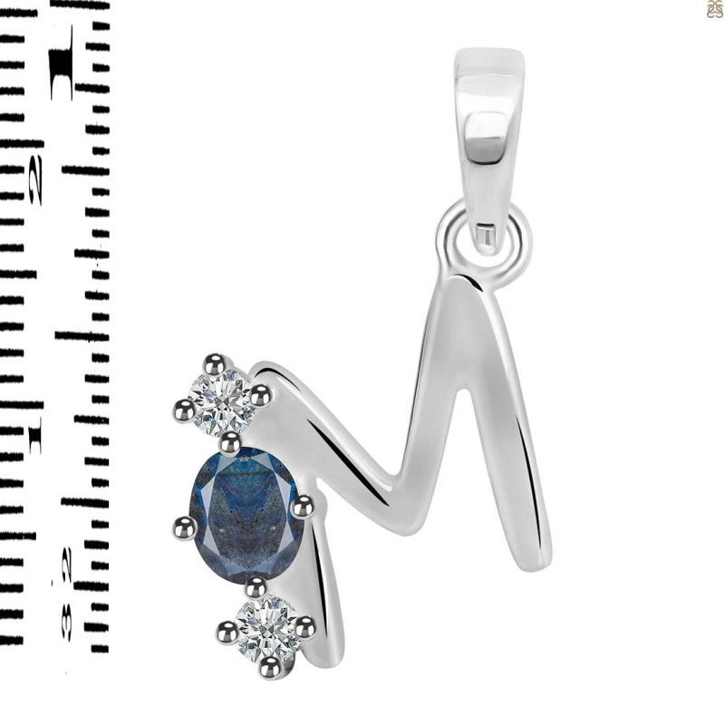 Labradorite & White Topaz Alphabet M Pendant LBD-RDA-65.
