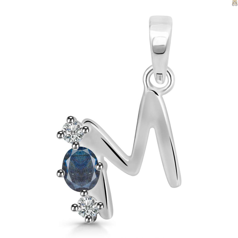Labradorite & White Topaz Alphabet M Pendant LBD-RDA-65.