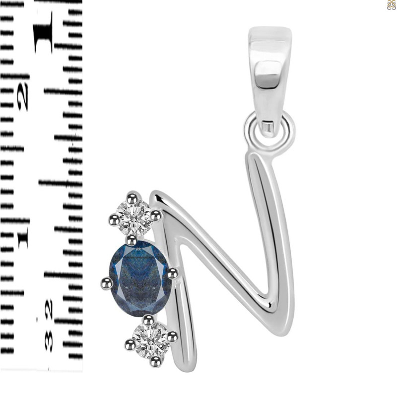 Labradorite & White Topaz Alphabet N Pendant LBD-RDA-66.