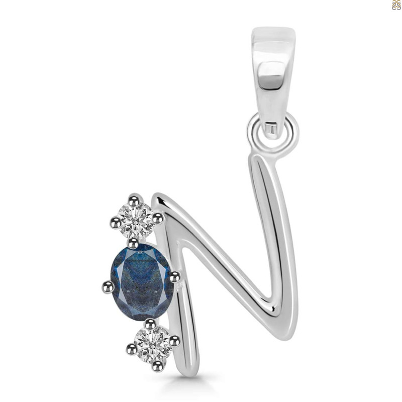Labradorite & White Topaz Alphabet N Pendant LBD-RDA-66.