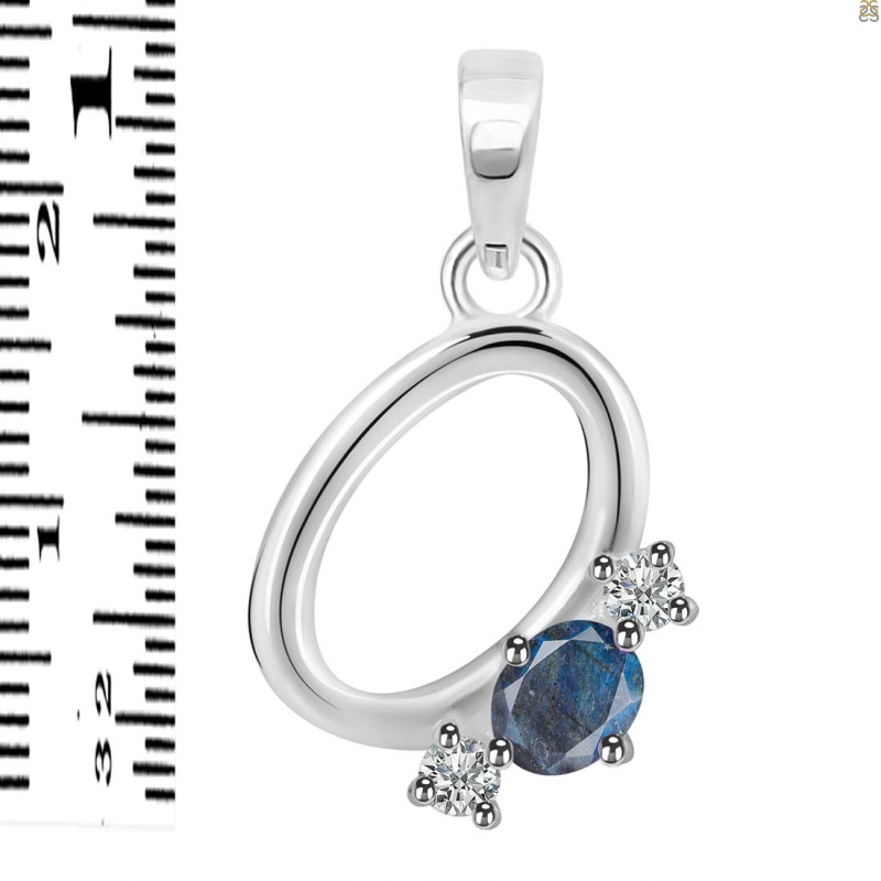 Labradorite & White Topaz Alphabet O Pendant LBD-RDA-67.