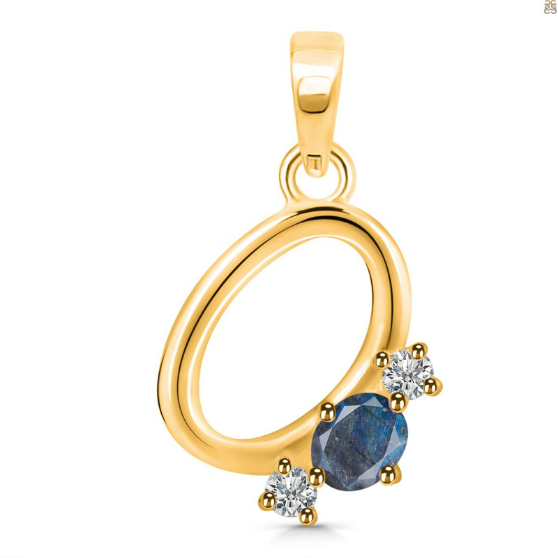 Labradorite & White Topaz Alphabet O Pendant LBD-RDA-67.