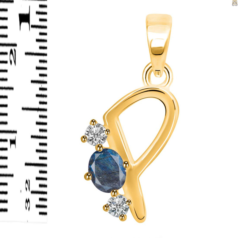 Labradorite & White Topaz Alphabet P Pendant LBD-RDA-68.
