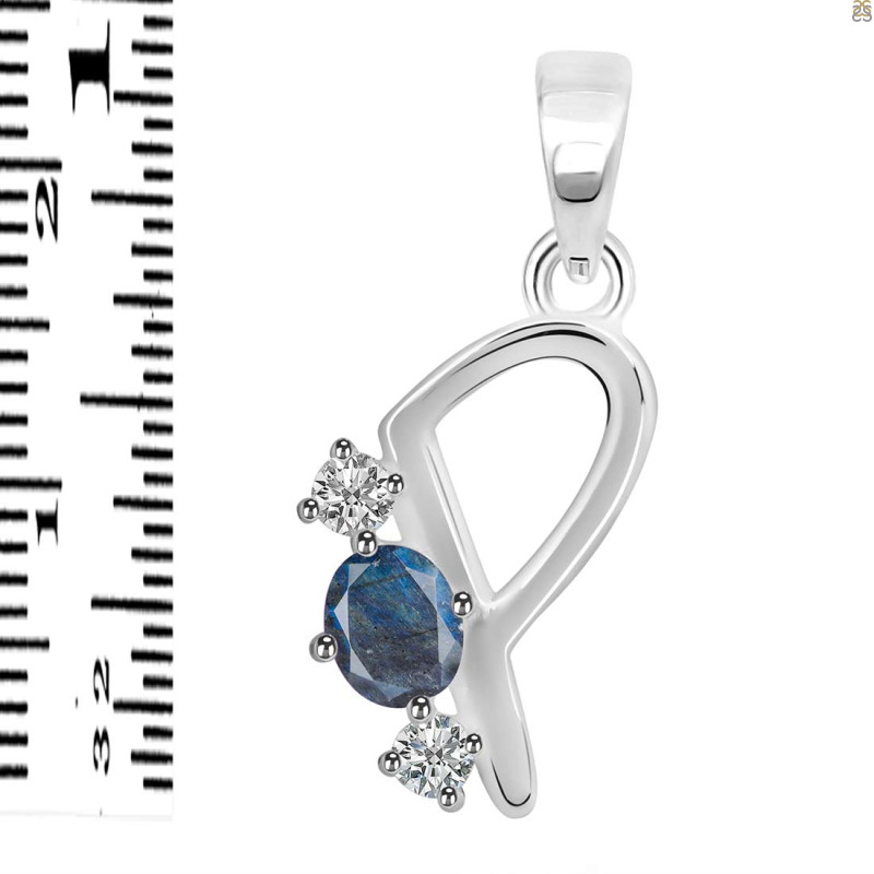 Labradorite & White Topaz Alphabet P Pendant LBD-RDA-68.
