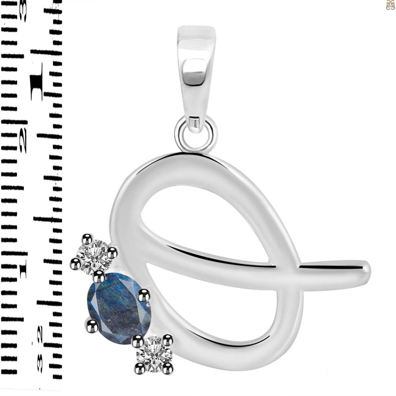 Labradorite & White Topaz Alphabet Q Pendant LBD-RDA-69.
