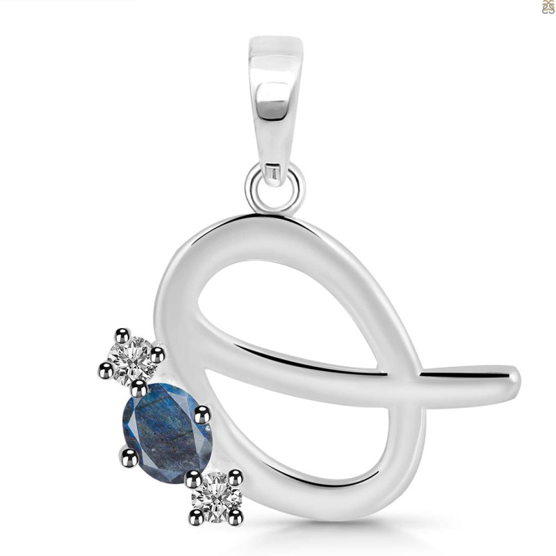Labradorite & White Topaz Alphabet Q Pendant LBD-RDA-69.