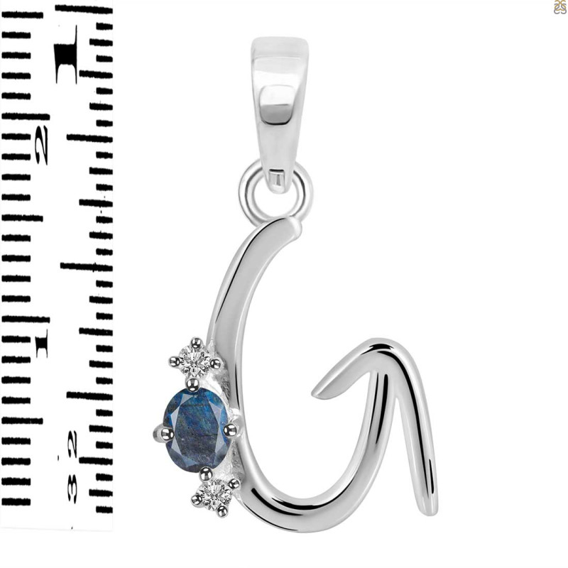 Labradorite & White Topaz Alphabet G Pendant LBD-RDA-7.