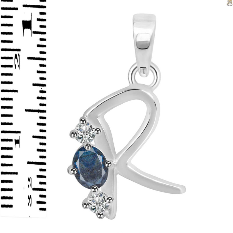 Labradorite & White Topaz Alphabet R Pendant LBD-RDA-70.