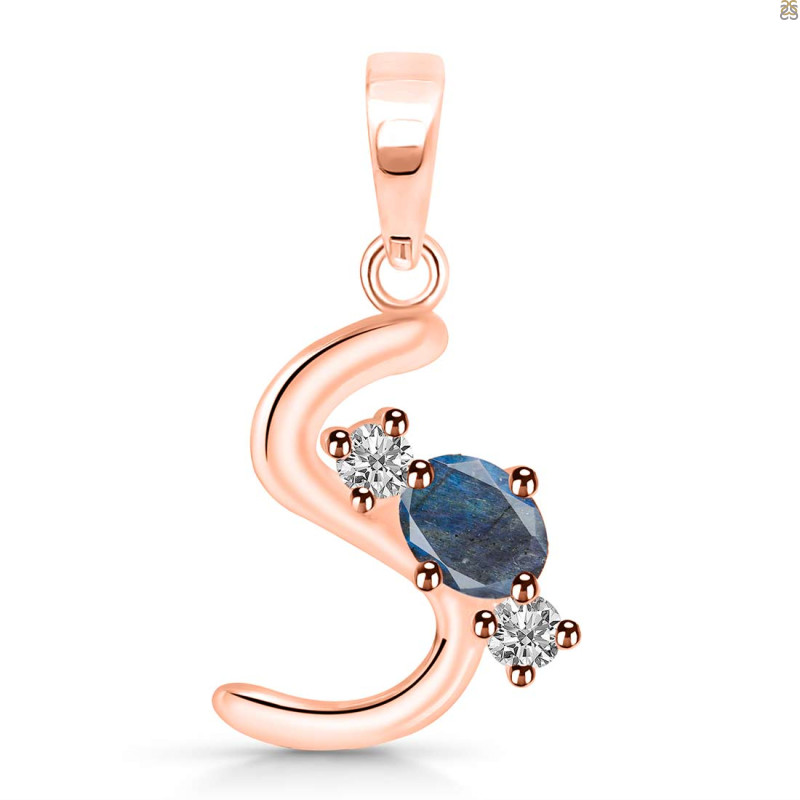 Labradorite & White Topaz Alphabet S Pendant LBD-RDA-71.