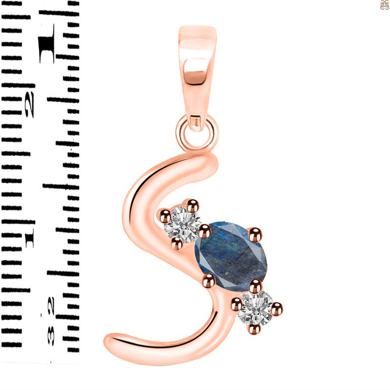 Labradorite & White Topaz Alphabet S Pendant LBD-RDA-71.