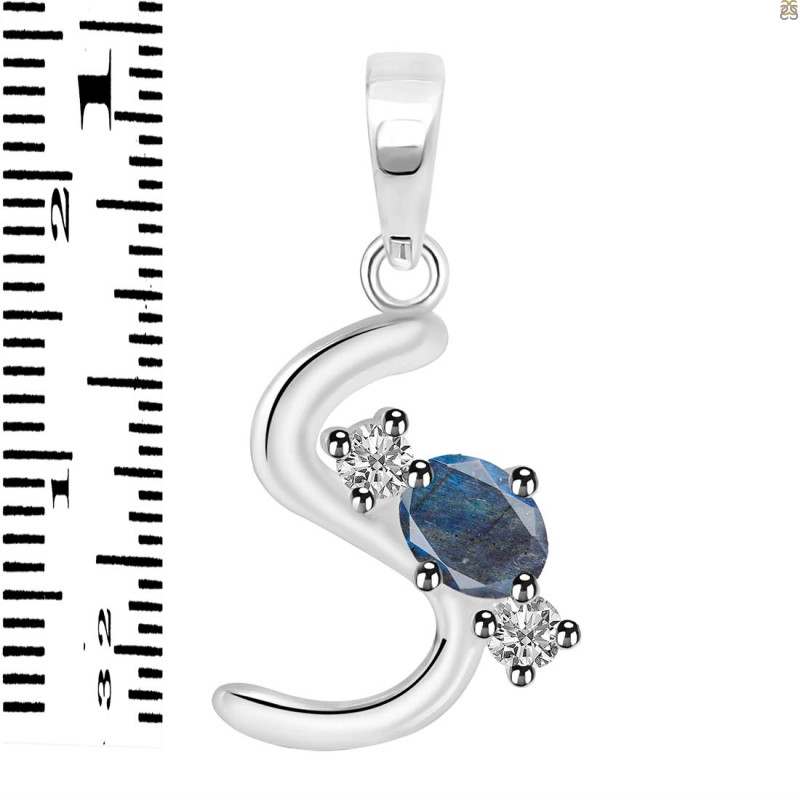 Labradorite & White Topaz Alphabet S Pendant LBD-RDA-71.