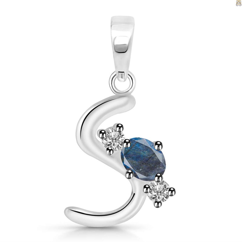 Labradorite & White Topaz Alphabet S Pendant LBD-RDA-71.