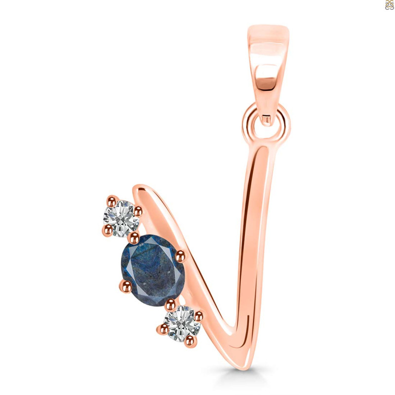 Labradorite & White Topaz Alphabet V Pendant LBD-RDA-74.