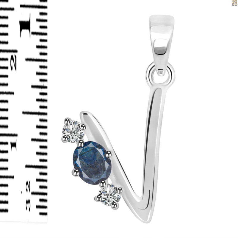 Labradorite & White Topaz Alphabet V Pendant LBD-RDA-74.