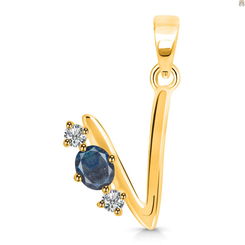 Labradorite & White Topaz Alphabet V Pendant LBD-RDA-74.