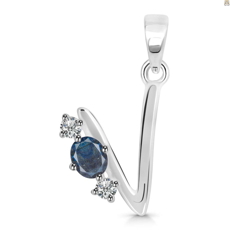 Labradorite & White Topaz Alphabet V Pendant LBD-RDA-74.
