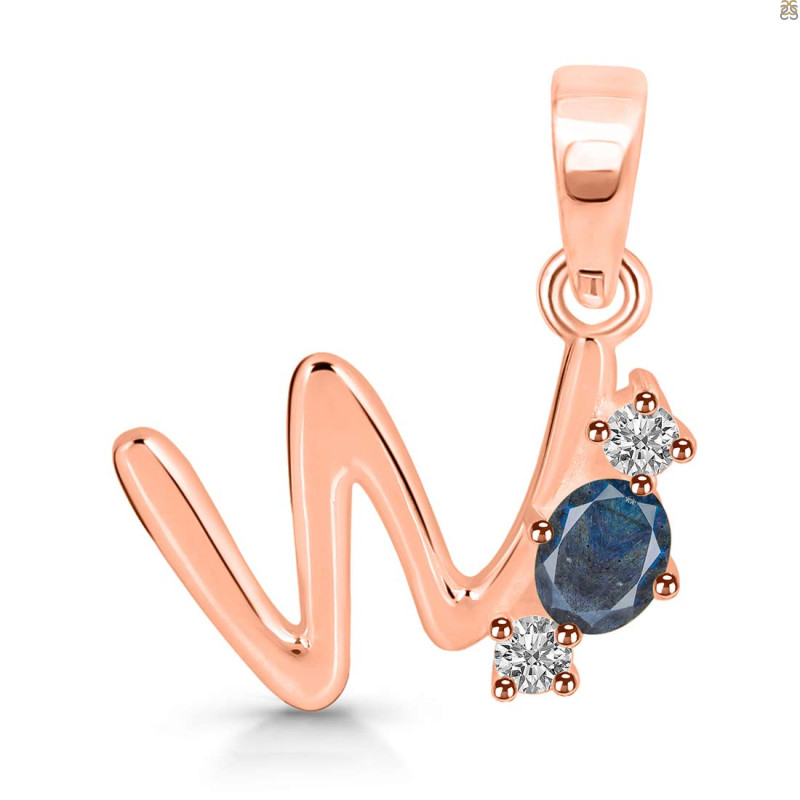 Labradorite & White Topaz Alphabet W Pendant LBD-RDA-75.