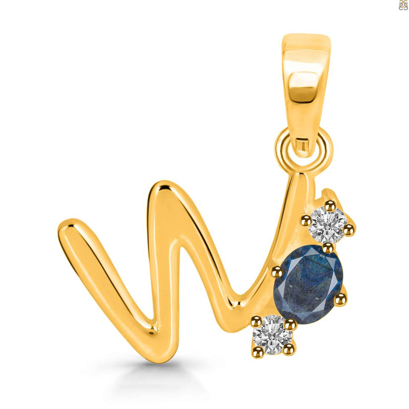 Labradorite & White Topaz Alphabet W Pendant LBD-RDA-75.
