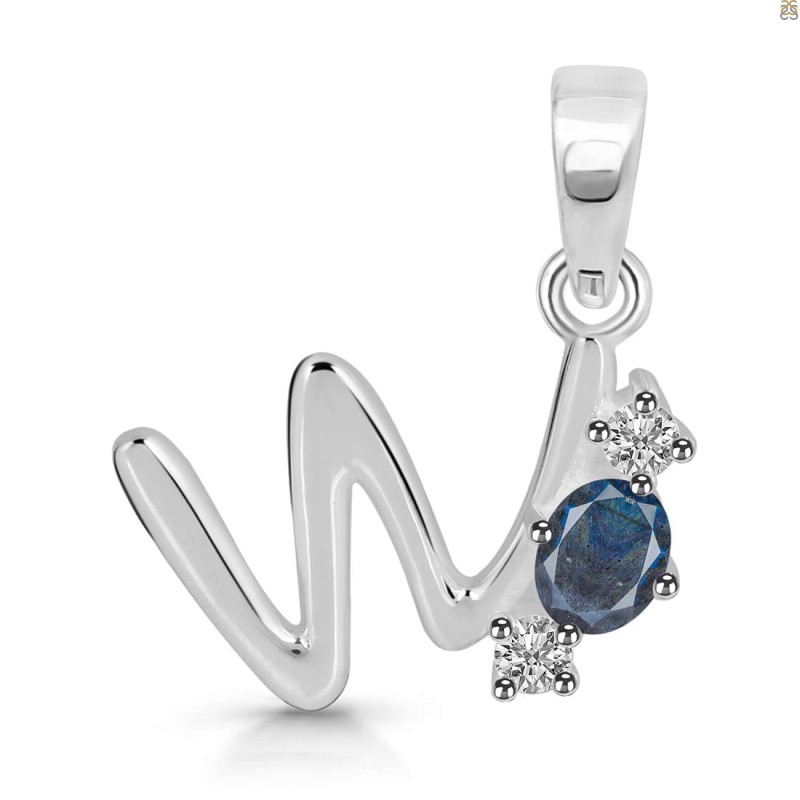 Labradorite & White Topaz Alphabet W Pendant LBD-RDA-75.