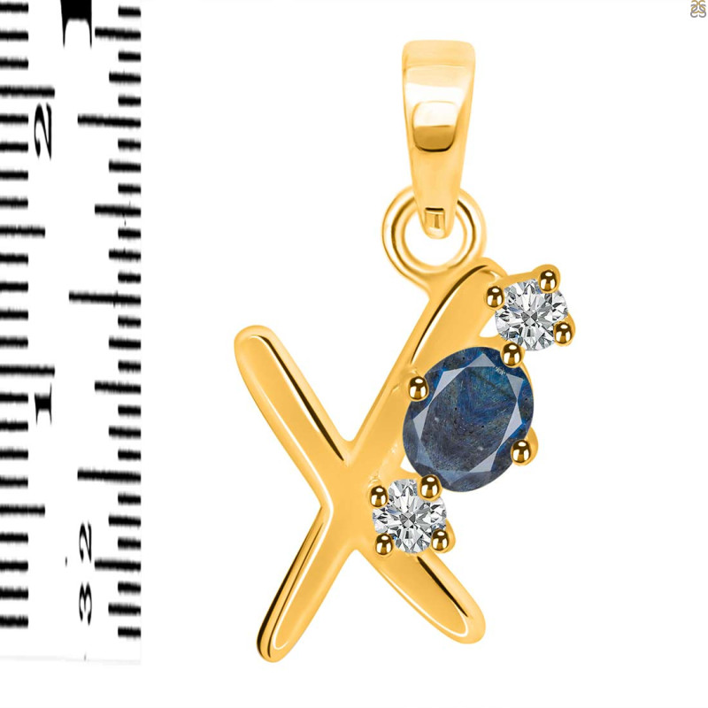 Labradorite & White Topaz Alphabet X Pendant LBD-RDA-76.