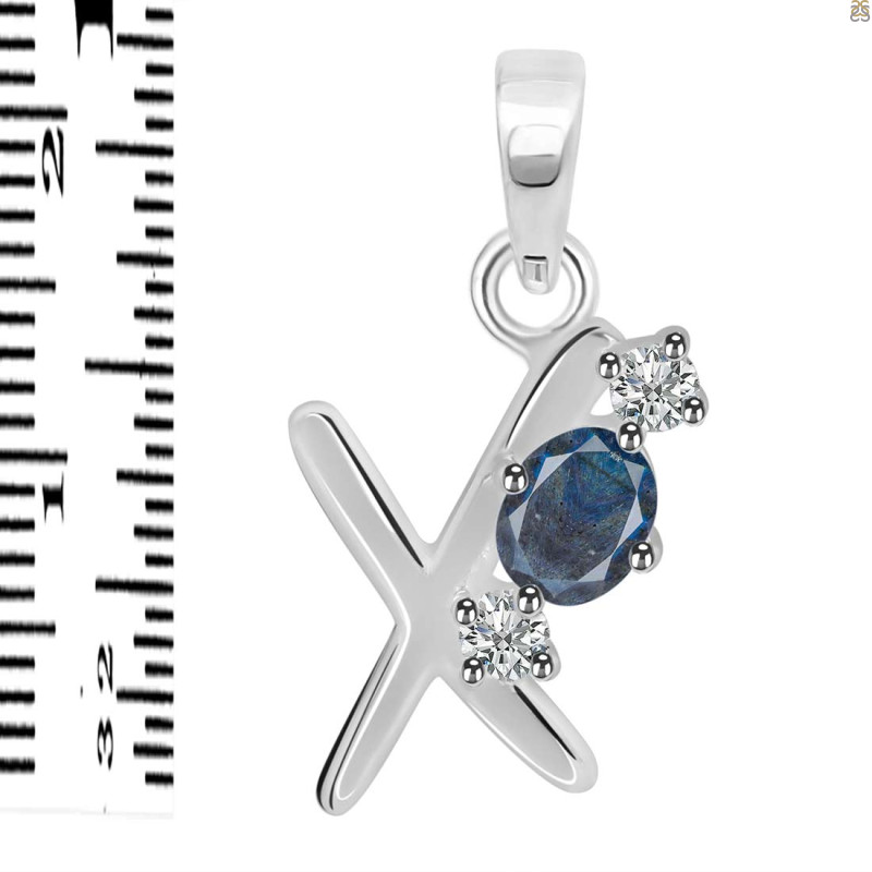 Labradorite & White Topaz Alphabet X Pendant LBD-RDA-76.