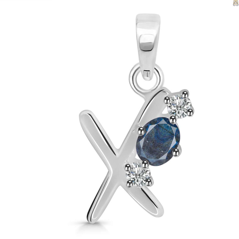 Labradorite & White Topaz Alphabet X Pendant LBD-RDA-76.
