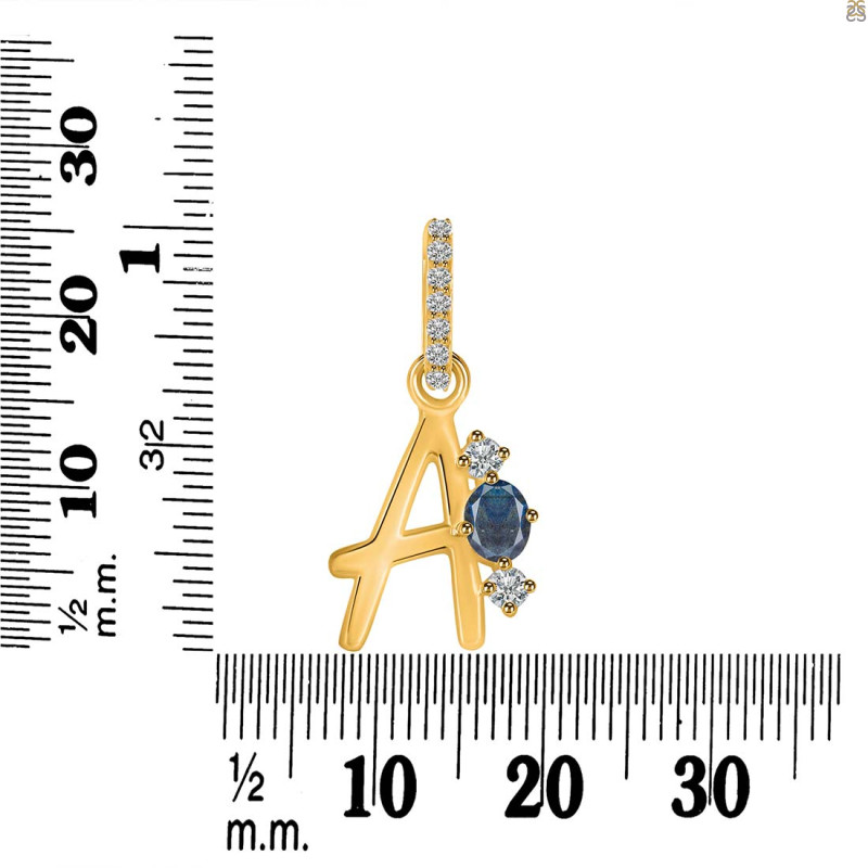 Labradorite & White Topaz Alphabet A Pendant LBD-RDA-79.