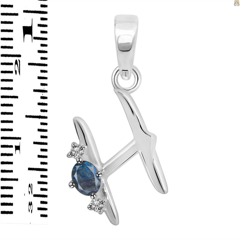 Labradorite & White Topaz Alphabet H Pendant LBD-RDA-8.