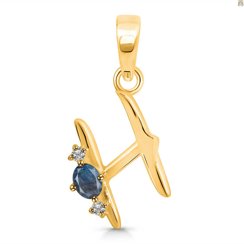 Labradorite & White Topaz Alphabet H Pendant LBD-RDA-8.