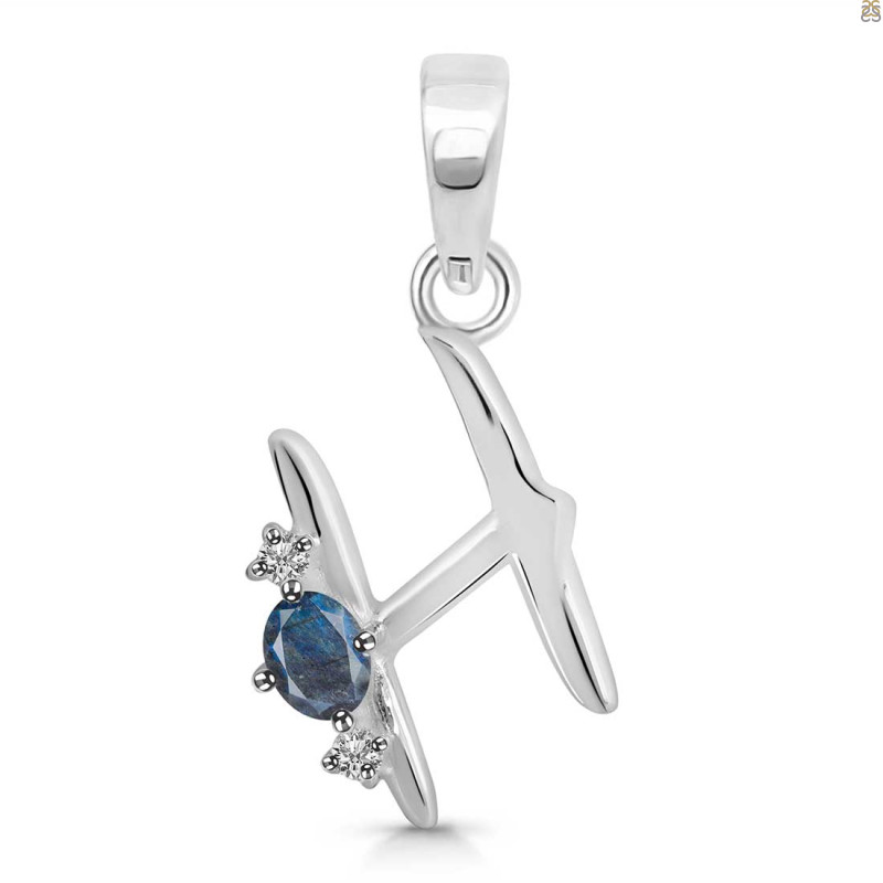 Labradorite & White Topaz Alphabet H Pendant LBD-RDA-8.