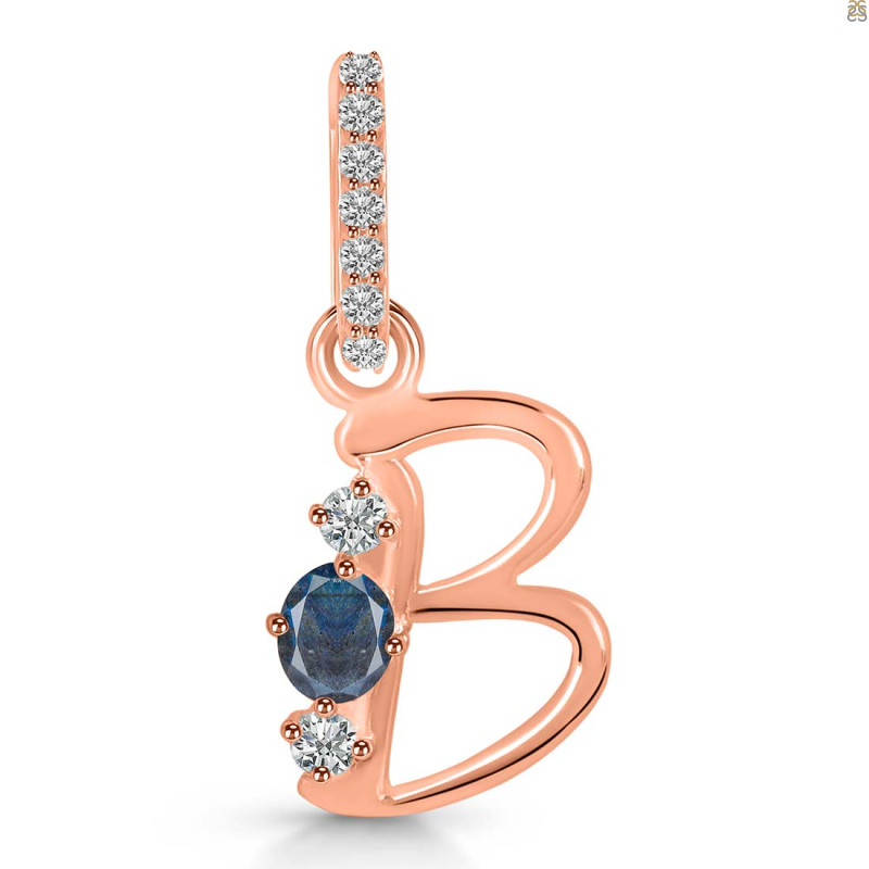 Labradorite & White Topaz Alphabet B Pendant LBD-RDA-80.