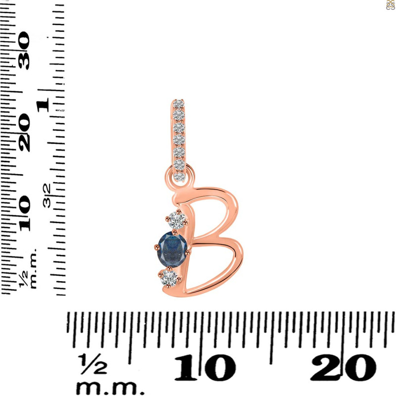 Labradorite & White Topaz Alphabet B Pendant LBD-RDA-80.