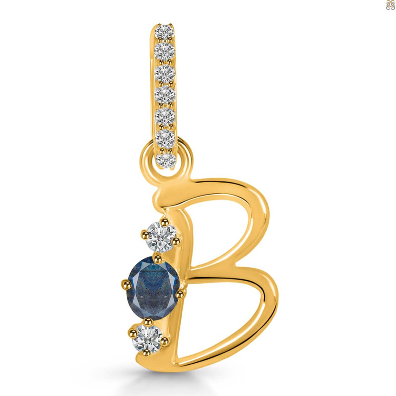 Labradorite & White Topaz Alphabet B Pendant LBD-RDA-80.
