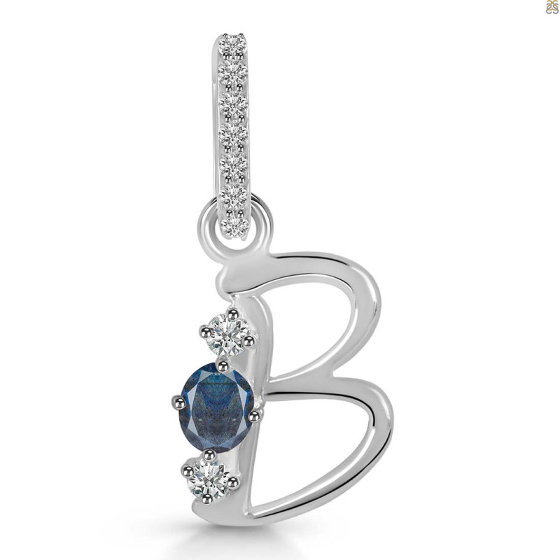 Labradorite & White Topaz Alphabet B Pendant LBD-RDA-80.