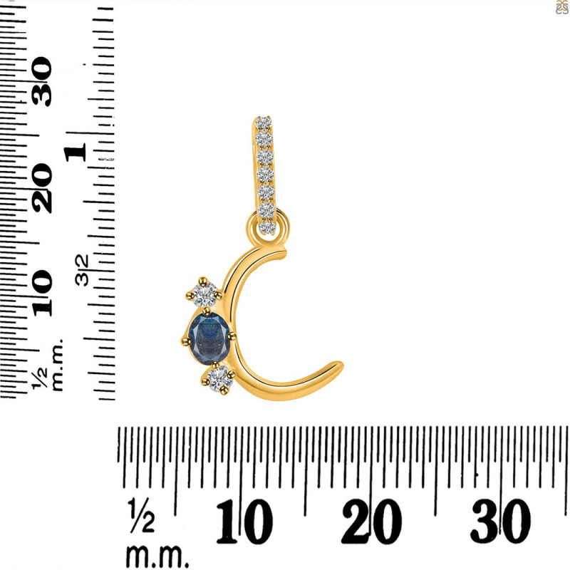 Labradorite & White Topaz Alphabet C Pendant LBD-RDA-81.