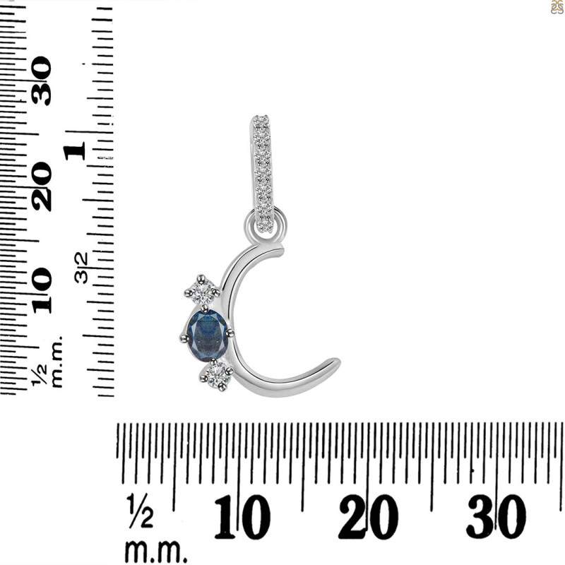 Labradorite & White Topaz Alphabet C Pendant LBD-RDA-81.