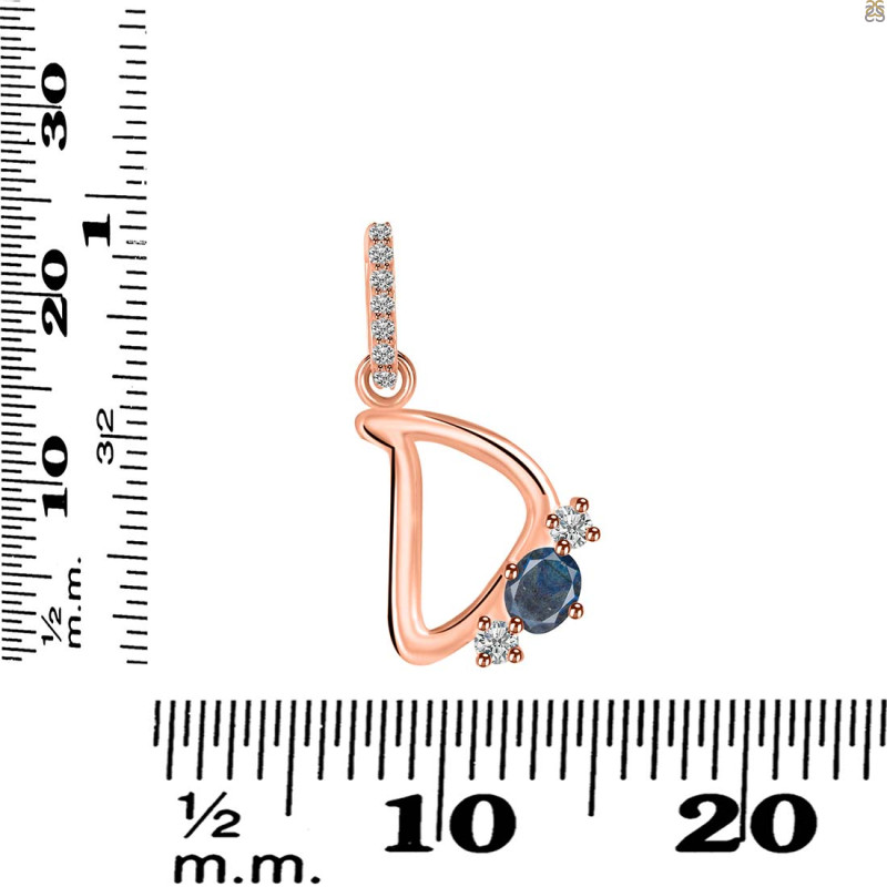 Labradorite & White Topaz Alphabet D Pendant LBD-RDA-82.