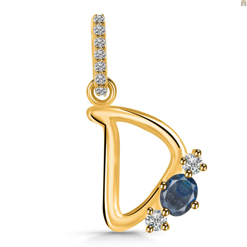 Labradorite & White Topaz Alphabet D Pendant LBD-RDA-82.