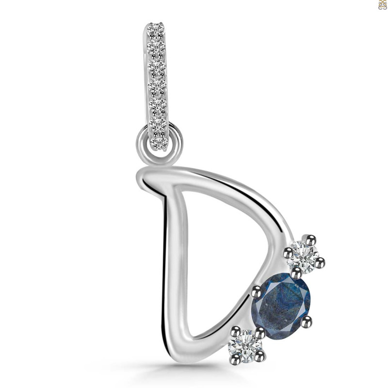 Labradorite & White Topaz Alphabet D Pendant LBD-RDA-82.
