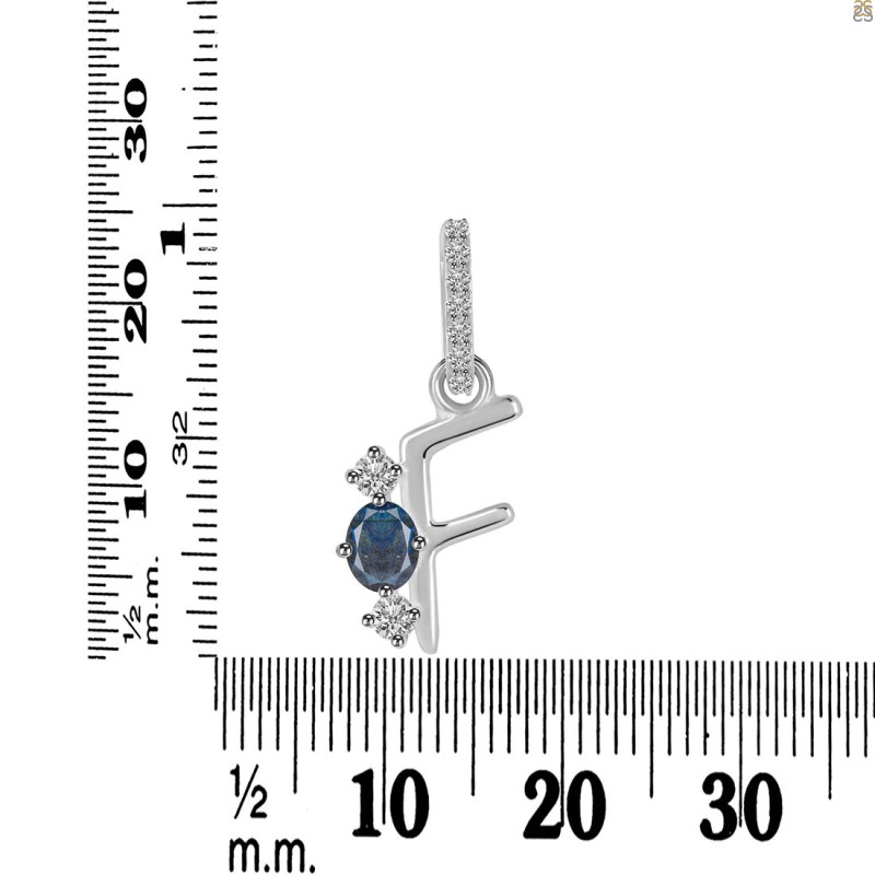 Labradorite & White Topaz Alphabet F Pendant LBD-RDA-84.