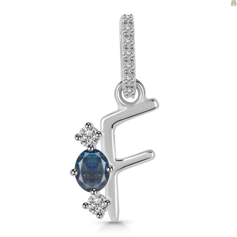 Labradorite & White Topaz Alphabet F Pendant LBD-RDA-84.