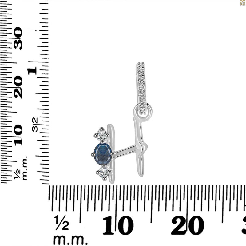 Labradorite & White Topaz Alphabet H Pendant LBD-RDA-86.