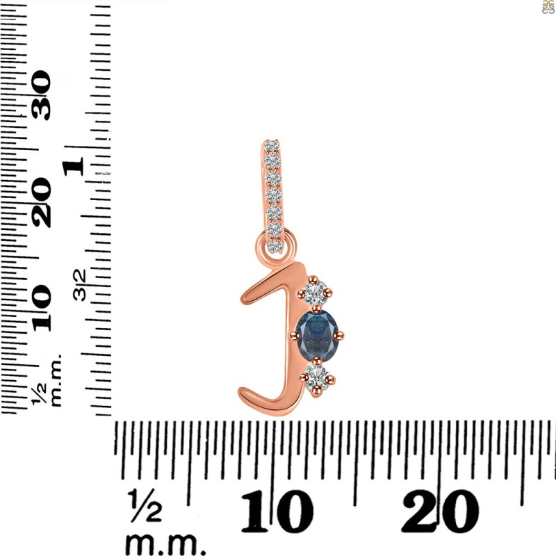 Labradorite & White Topaz Alphabet J Pendant LBD-RDA-88.