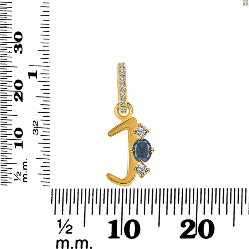 Labradorite & White Topaz Alphabet J Pendant LBD-RDA-88.