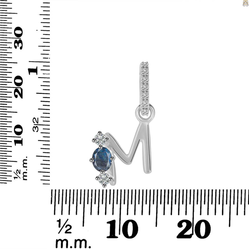 Labradorite & White Topaz Alphabet M Pendant LBD-RDA-91.