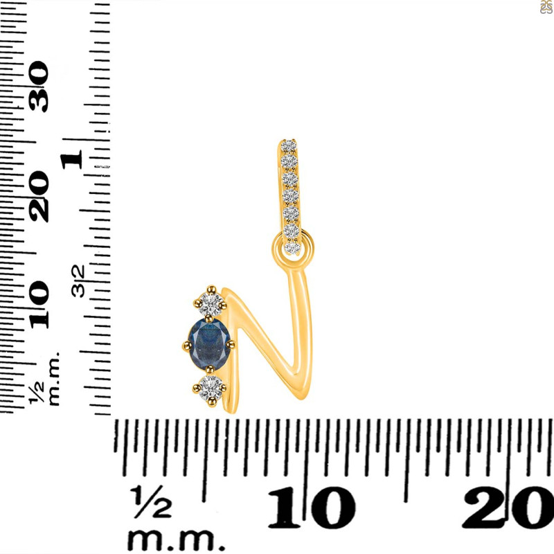 Labradorite & White Topaz Alphabet N Pendant LBD-RDA-92.