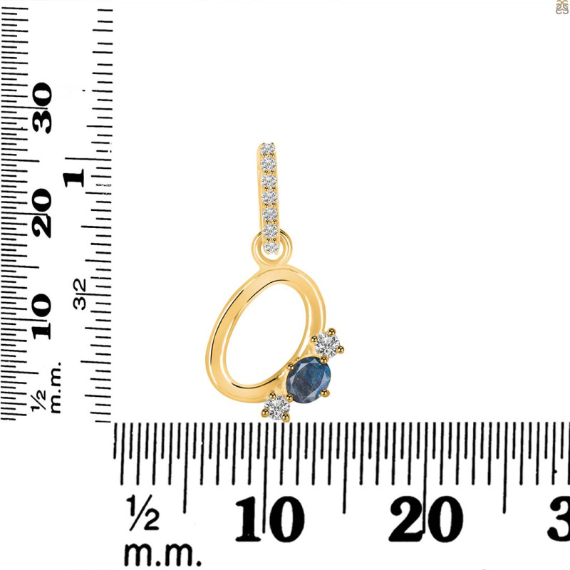 Labradorite & White Topaz Alphabet O Pendant LBD-RDA-93.