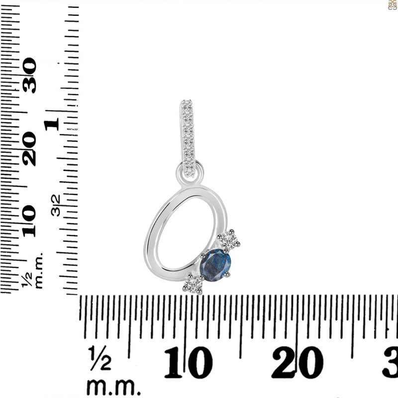 Labradorite & White Topaz Alphabet O Pendant LBD-RDA-93.