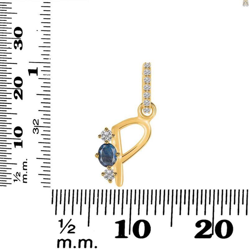 Labradorite & White Topaz Alphabet P Pendant LBD-RDA-94.