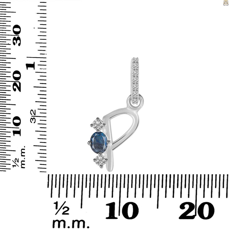 Labradorite & White Topaz Alphabet P Pendant LBD-RDA-94.